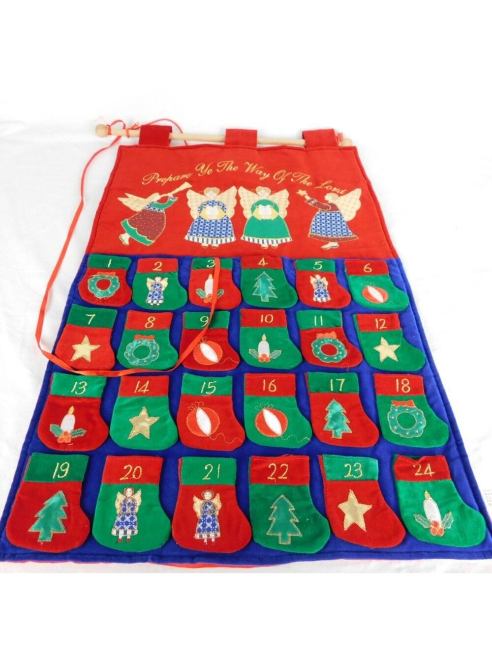 Advent Calendar Stocking Shaped Pockets Movable Star Christmas Religious Angels